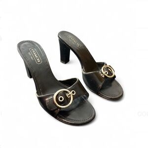 Coach Sleek Black Buckle Heels Women’s Size 7 1/2